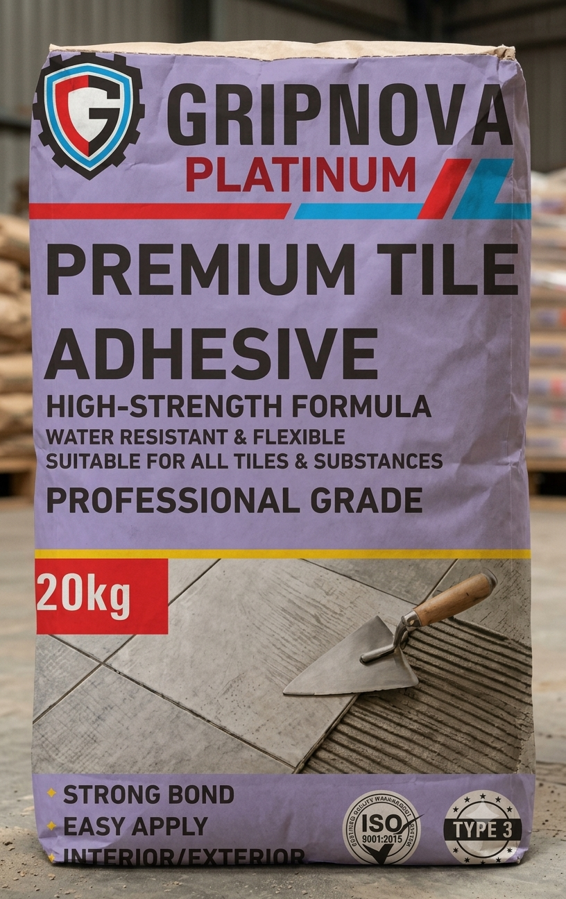 Gripnova Platinum tile adhesive packaging